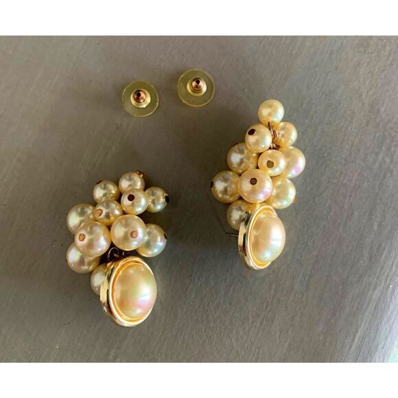 Gold luster Pearl pierced earrings in Gold, Vintage, Unmarked - Picture 4 of 4